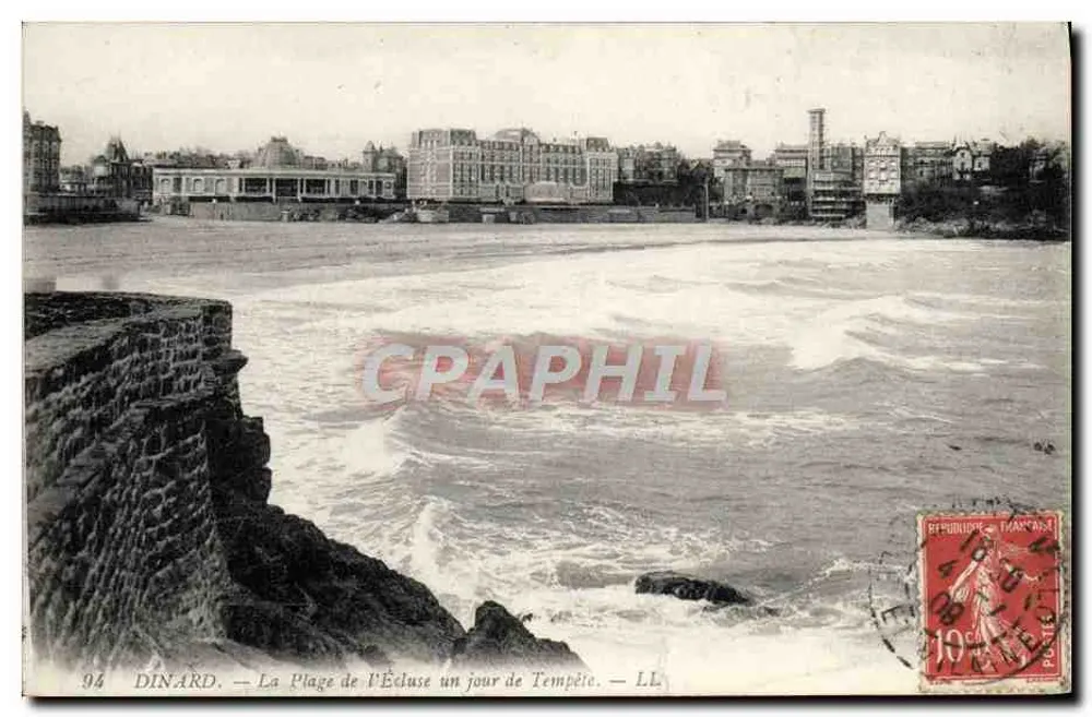 Dinard — Die Strand von Écluse an einem Sturmtag — LL - Vorderseite