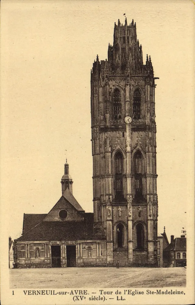 Verneuil-sur-Avre — Turm der Kirche Ste-Madeleine (15. Jahrhundert) — LL. - Vorderseite
