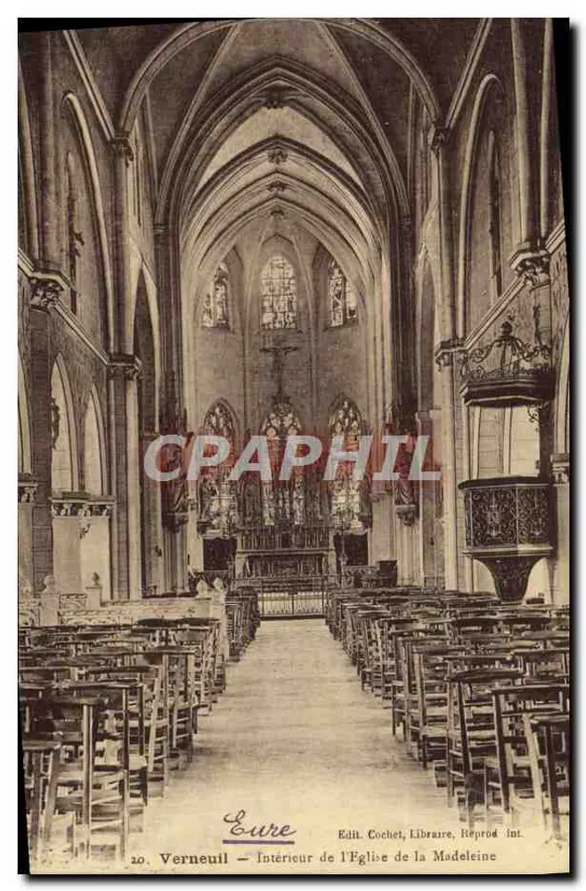 Verneuil - Innenansicht der Kirche der Madeleine — Edit. Cochet, Buchhändler, Innere Reproduktion - Vorderseite