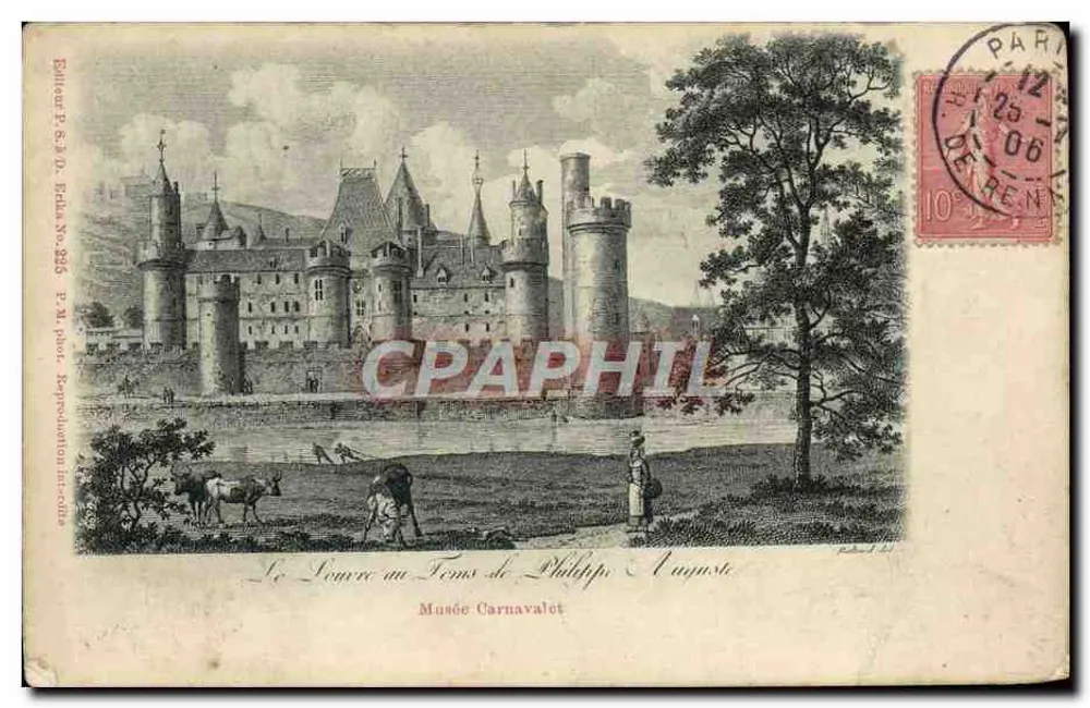 O Louvre na Época de Felipe Augusto — Museu Carnavalet — Editor R.S.D. Bicha, N° 825 - Frente