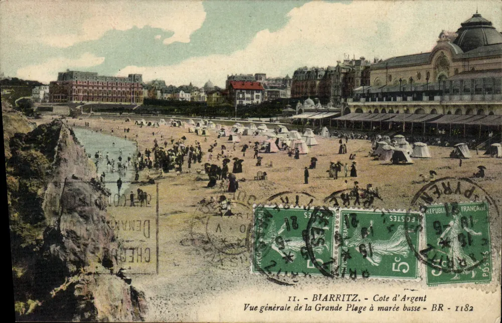 Blarritz - Côte d'Argent - Allgemeiner Blick auf die Grande Plage bei Ebbe - BR - 1182 - Vorderseite