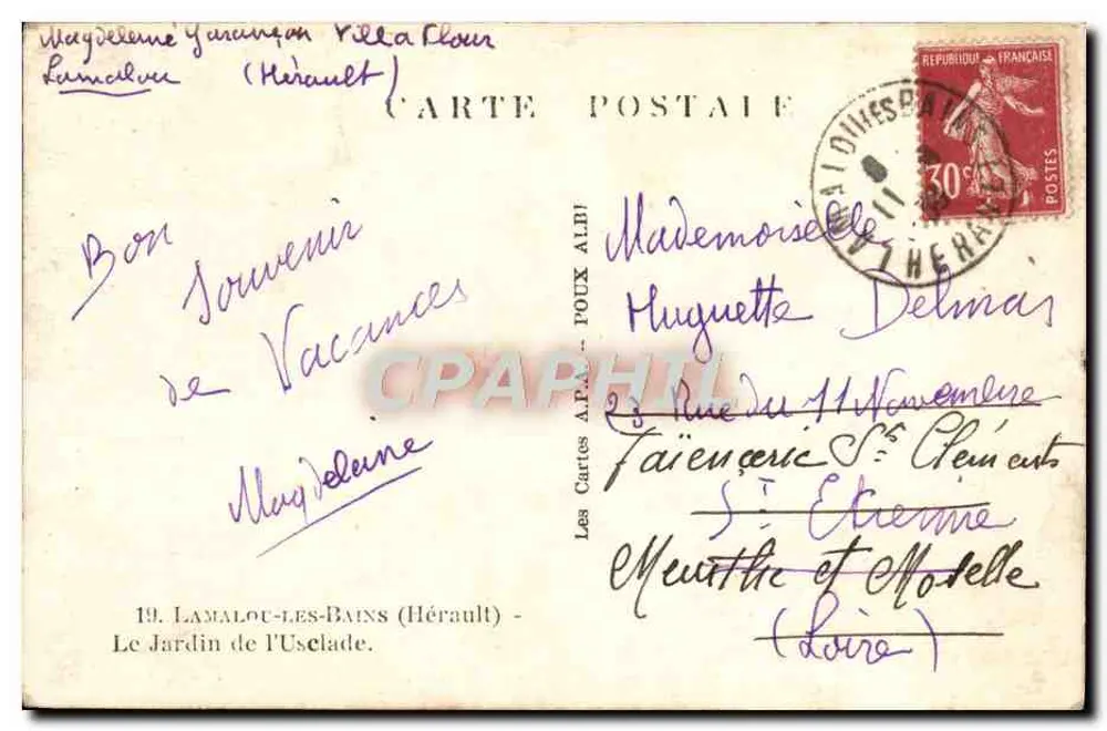 Der Garten von Usclade — Lamalou-les-Bains (Hérault) — Verlag APA - Rückseite