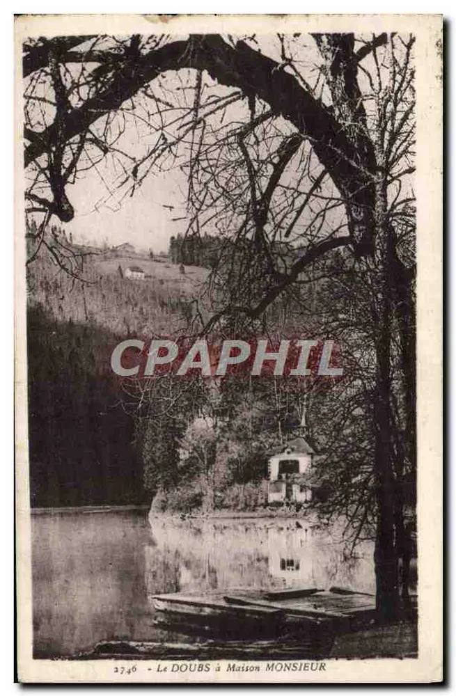 O Doubs em Maison Monsieur — Vista do lago e do castelo — Cartas La Cigogne, n°2746 - Frente