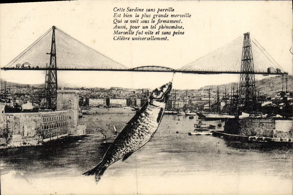 Marseille — Ponte suspensa com sardinha gigante — editor desconhecido - Frente