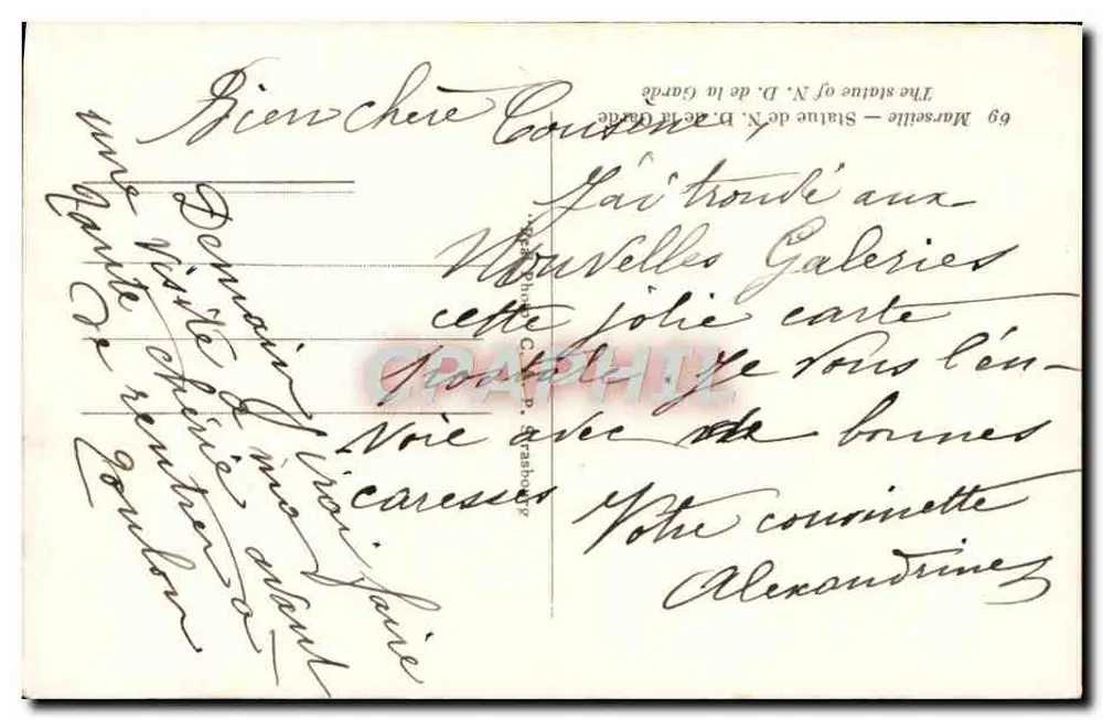 Estátua de Nossa Senhora da Guarda — Marselha — editor C.A.A. - Verso