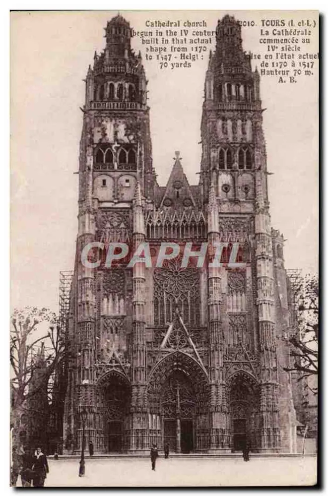 Catedral de Tours — Vista da fachada gótica — A. B. (editor) - Frente