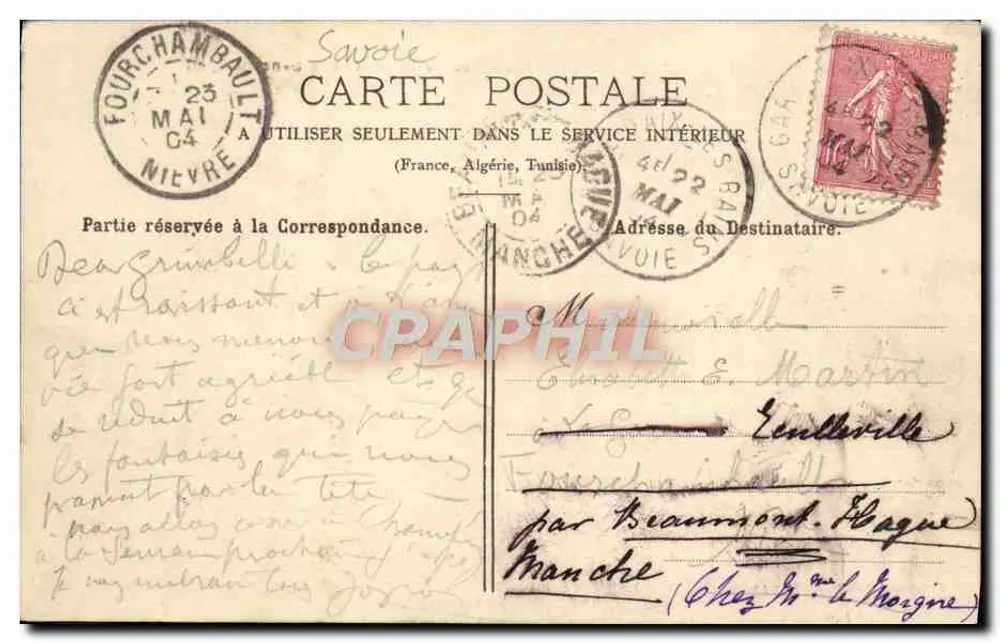 Aix-les-Bains — Lago do Bourget e a Dente do Gato — editor não identificado, n° de série 11 - Verso