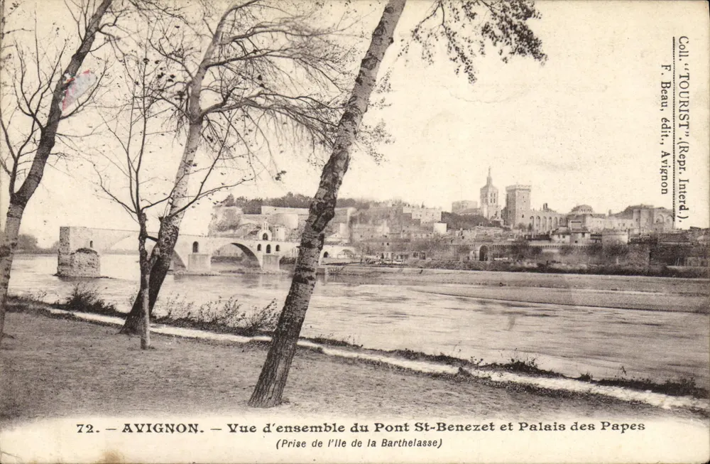 Avignon — Blick auf den Pont Saint-Bénézet und Palais des Papes — F. Beau, Verlag Avignon - Vorderseite
