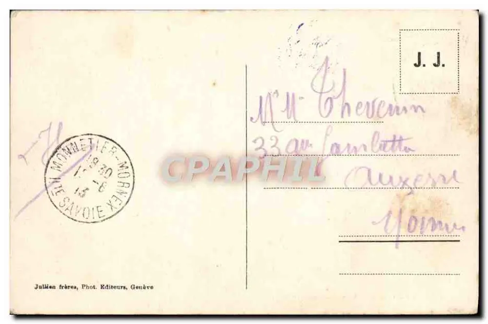 Salève - Passo da Grande Gorge — J.J. 938 — editor R. Vallet - Verso