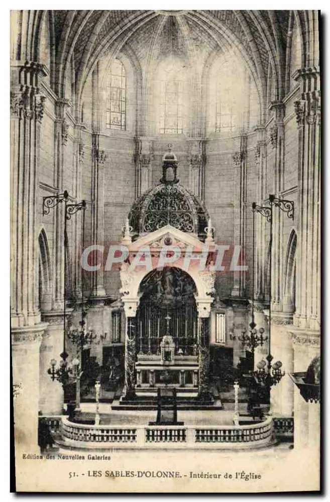 Les Sables-d'Olonne — Interior da Igreja — Edição das Novas Galerias, n° 51 - Frente