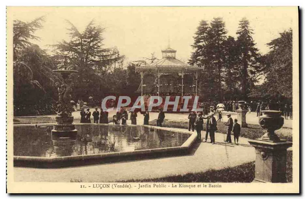 Luçon (Vendée) - Öffentlicher Garten - Der Kiosk und der Bassin - Vorderseite