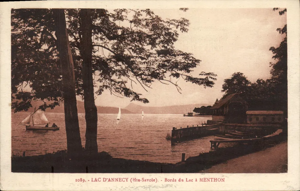 Bordas do Lago em MENTHON — Lago d'Annecy (Alta Saboia) — editor L. Fauraz, n° 1089 - Frente