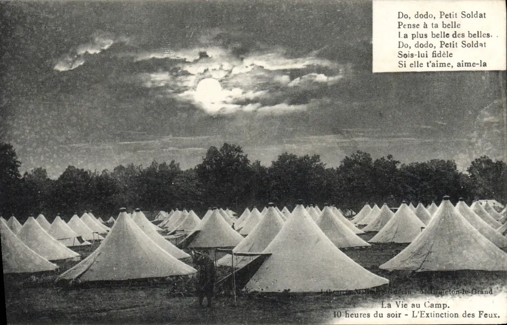 Militärlager - Das Leben im Lager - Das Löschen der Feuer — Lith. Stadt Bâcrin - Montgallet-le-Grand - Vorderseite