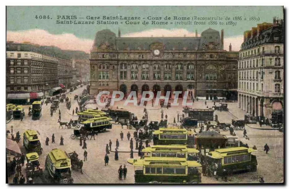 Paris — Bahnhof Saint-Lazare — Cours de Rome — zwischen 1886 und 1889 neu errichtet - Vorderseite
