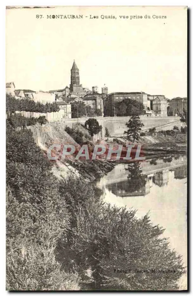 Montauban - Die Quais, Ansicht vom Flussufer — Photo E. Guinet, Montauban, Nr. 87 - Vorderseite