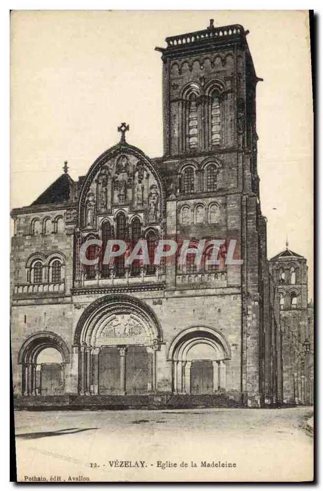 Vézelay - Igreja da Madeleine — Pothain, editor. Avallon, n°12 - Frente