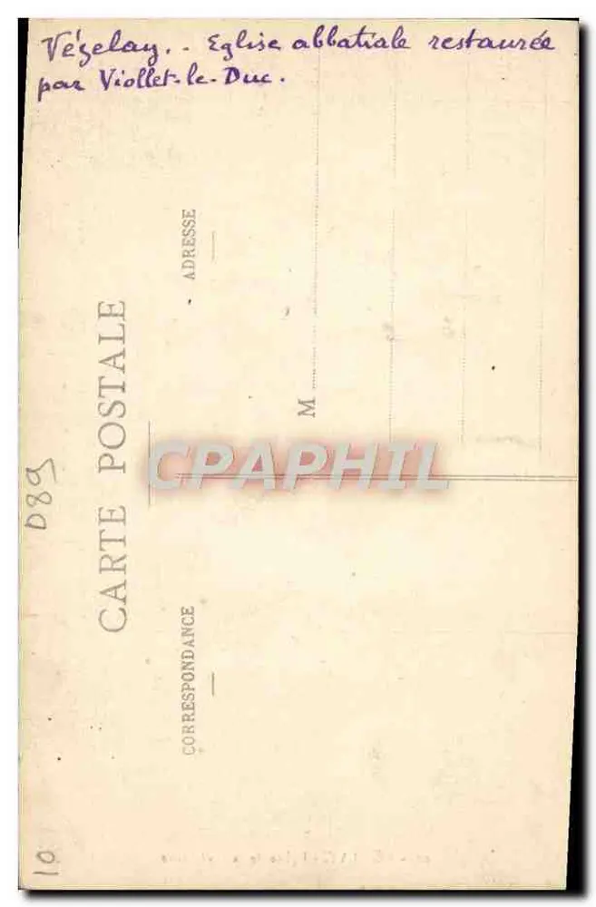 Vézelay - Igreja da Madeleine — Pothain, editor. Avallon, n°12 - Verso