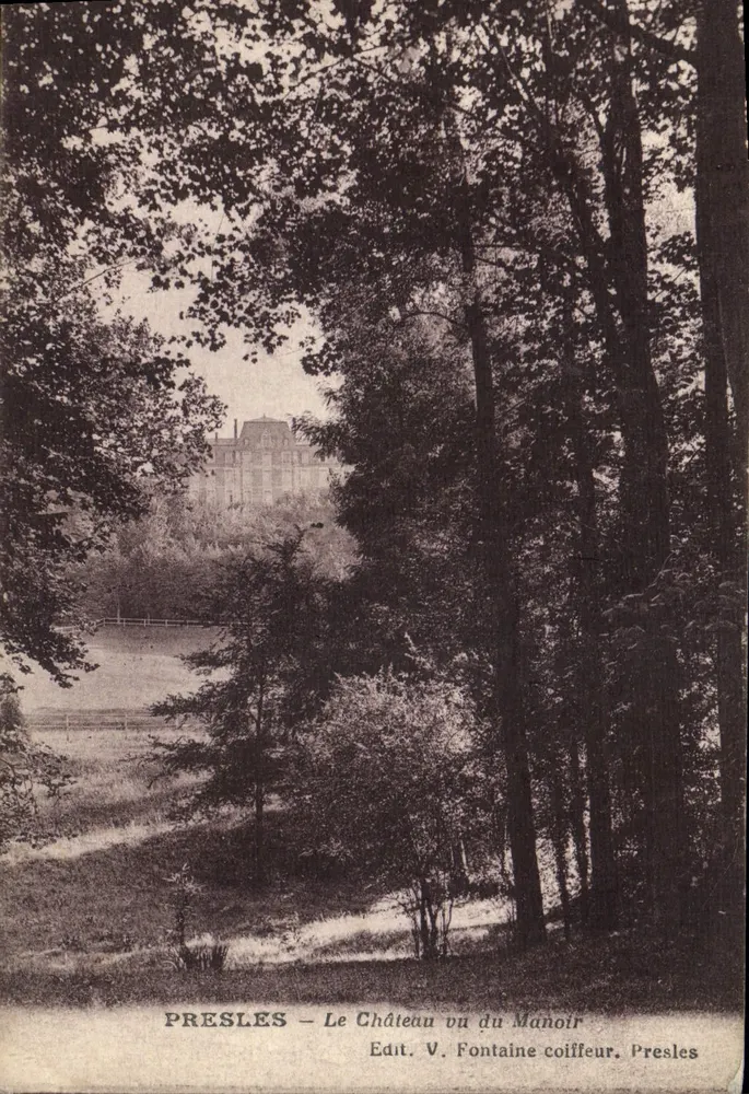 Presles — Le Château du Manoir — Edit. V. Fontaine coiffeur, Presles - Anverso