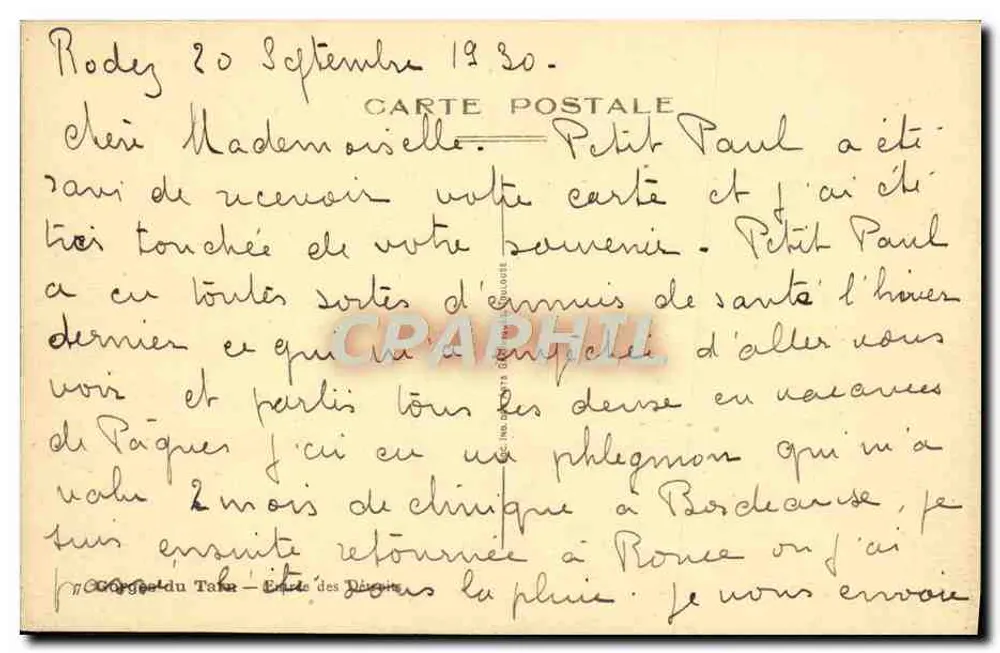 Gorges do Tarn — Canyons e barcos — Carta postal da coleção 'Cordes-du-Tarn - Édite des Pyrénées' - Verso