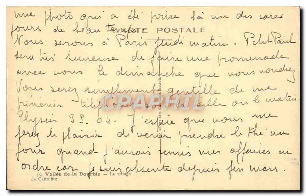Tal der Dourbie — Das Dorf Cantobre — Verleger: Tempête Postale - Rückseite