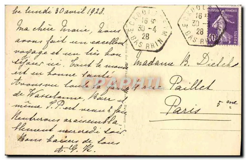 Estrasburgo - Cour du Corbeau — n°167 - Verso