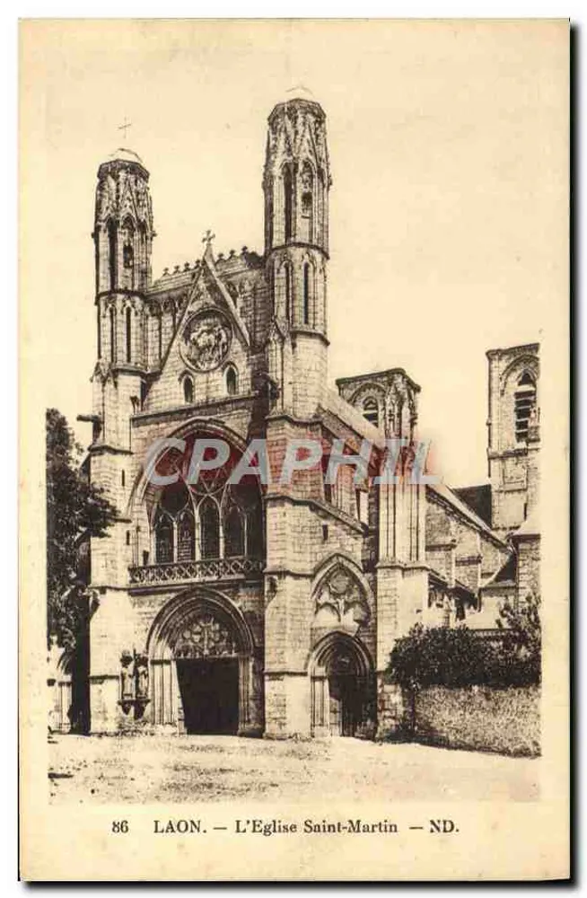 Laon — A Igreja de São Martinho — ND. - Frente