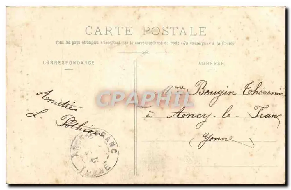 Schloss Pailly — Eigentum von M. du Breuil de Saint-Germain — Librairie-Papeterie Paul Mongin, Langres - Rückseite