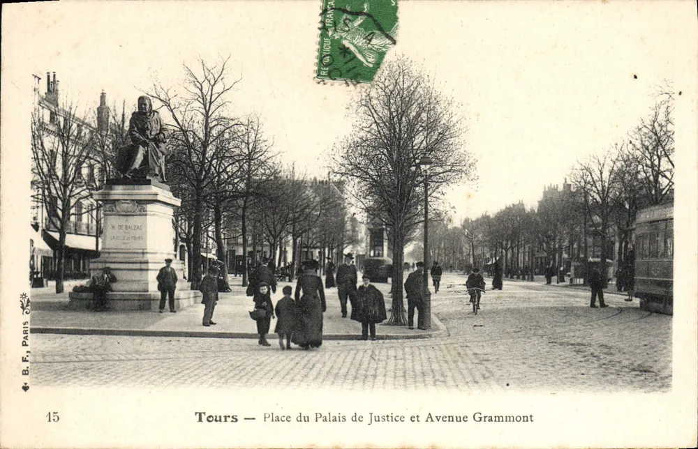 Tours — Platz des Palasts der Justiz und Avenue Grammont — B.F. Paris n°15 - Vorderseite
