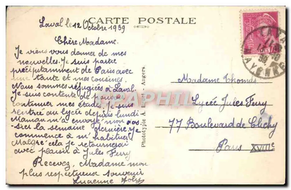 Laval (Mayenne) — Das Schloss und die alte Brücke — A. B. - Rückseite