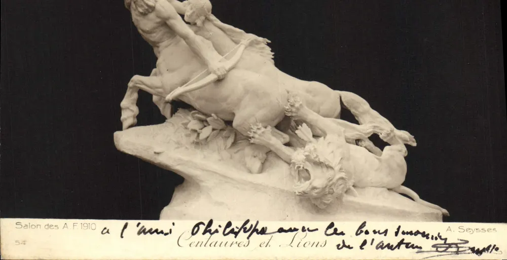 Centaures e Leões da Antiguidade — Salão dos A.F. 1910 — A. Seysses - Frente