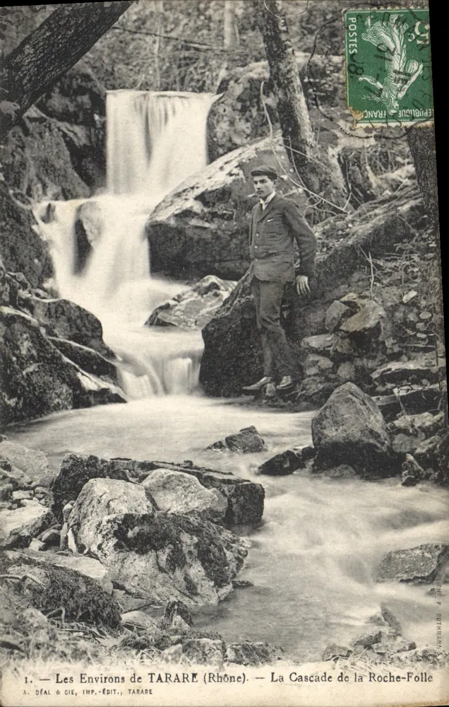 Os arredores de TARARE (Rhône) — A Cachoeira da Roche-Folle — A. DÉAL & CIE, IMP.-ÉDIT., TARARE - Frente