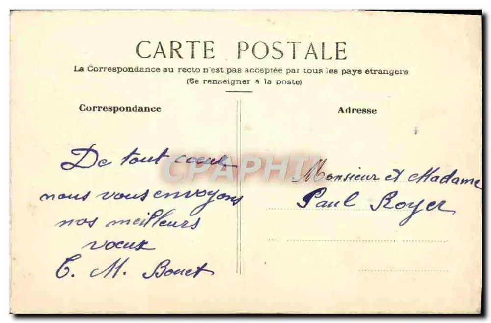 Flores e pássaro — Aniversário — C. M. Bouet - Verso
