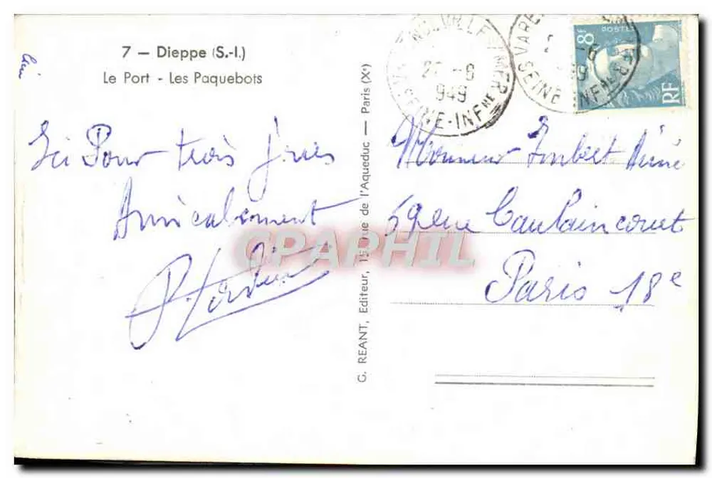 Dieppe — O Porto — Os Paquebots — G. Reant, Editor - Verso