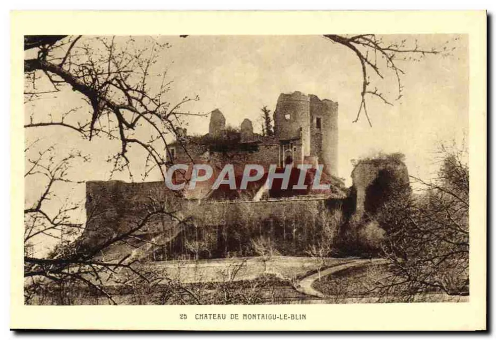 Castelo de Montaigu-le-Blin — ruínas medievais — Edição La Cigogne, Vichy - Frente