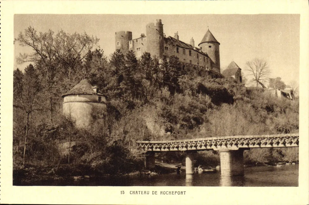 Castelo de Rochefort — vista com ponte — edição La Cigogne, Vichy - Frente