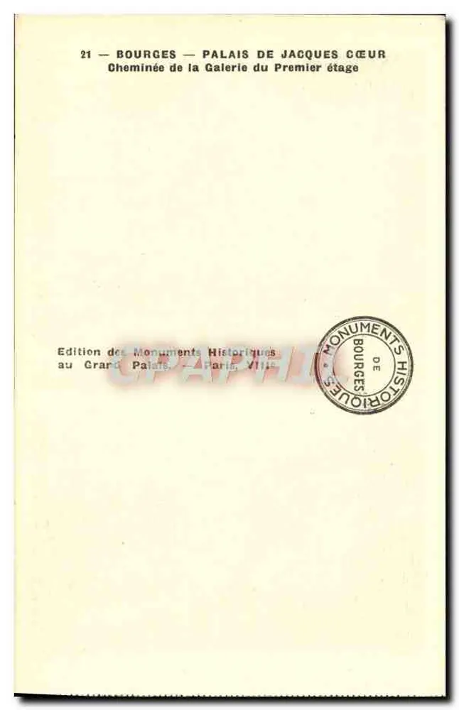 Bourges — Palast von Jacques Cœur — Kamin der Galerie des ersten Stocks — Edition der historischen Denkmäler - Rückseite