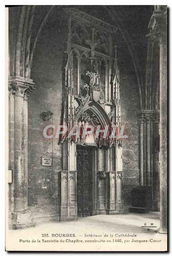 Bourges — Innenraum der Kathedrale, Tür der Kapitelsakristei, errichtet 1446 von Jacques-Cœur - Vorderseite