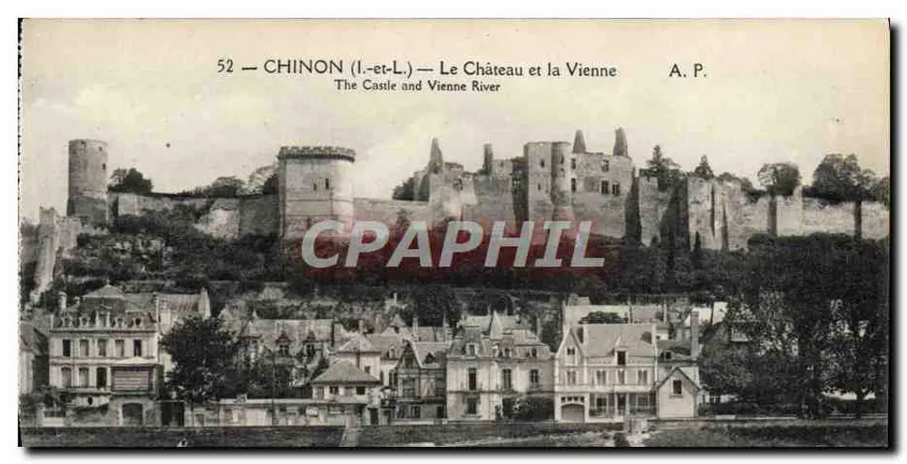 Chinon (Indre-et-Loire) — O Castelo e o Rio Vienne — A. P. - Frente