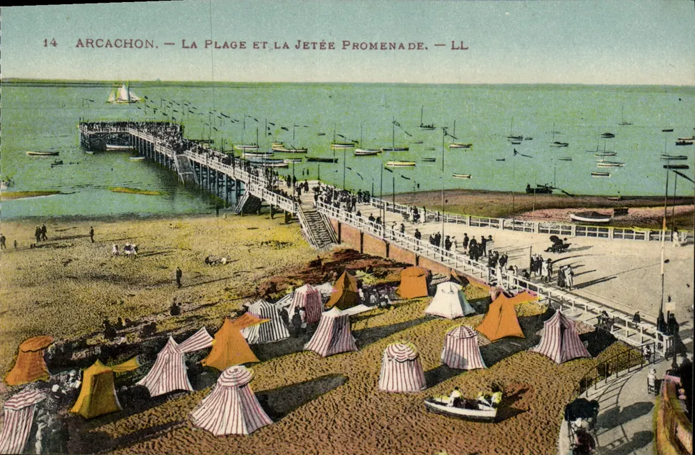 Arcachon — A Praia e a Ponte de Promenade — LL - Frente