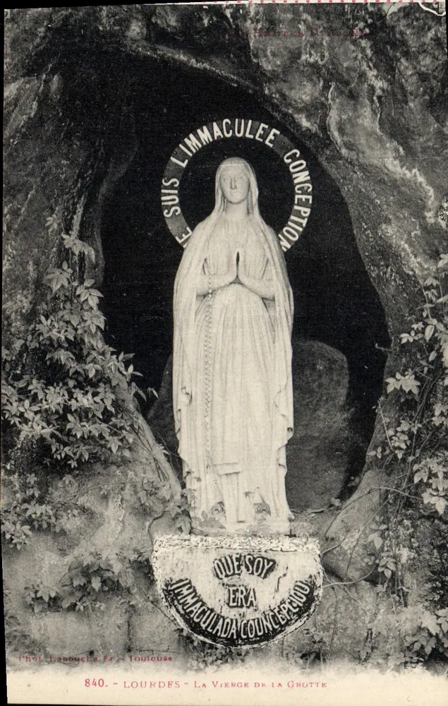 LOURDES - 동굴의 성모 — 순수한 성모의 동상 — 발행사 L'hol Laboucère, 툴루즈, 번호 840 - 앞면