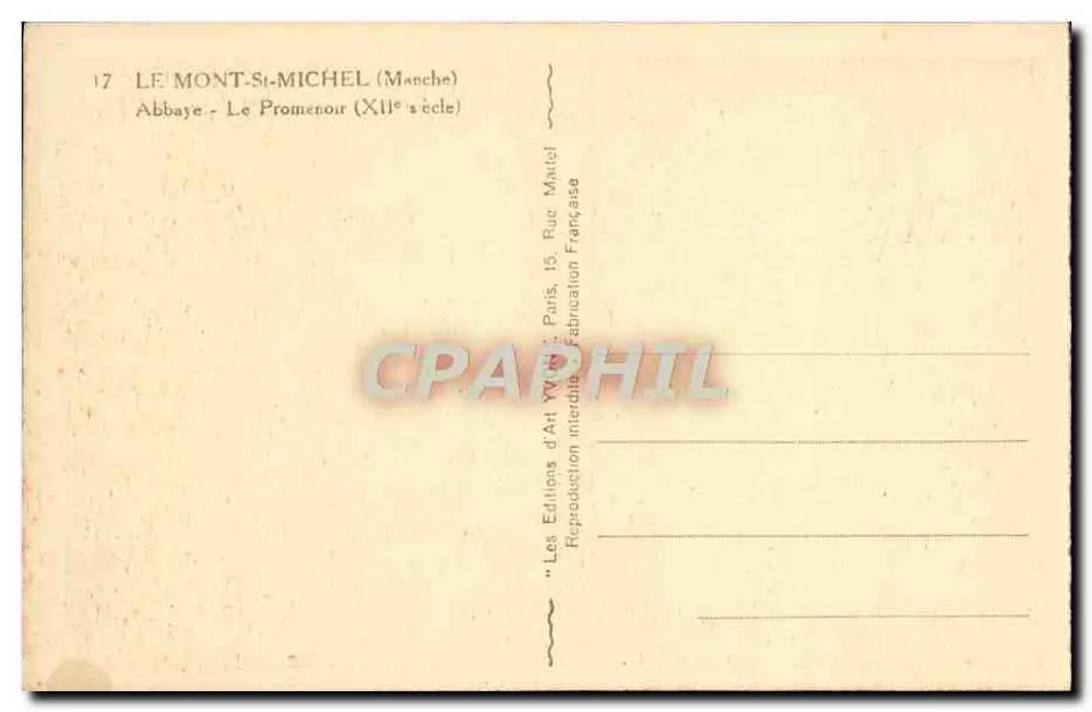 Mont-Saint-Michel — Abtei — Der Promenoir (12. Jahrhundert) — Les Éditions d'Art Yvon, Paris - Rückseite