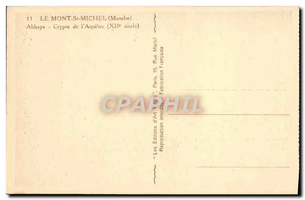 Krypta des Aquilon — Abtei Mont-Saint-Michel — Art Editions Yvon - Rückseite