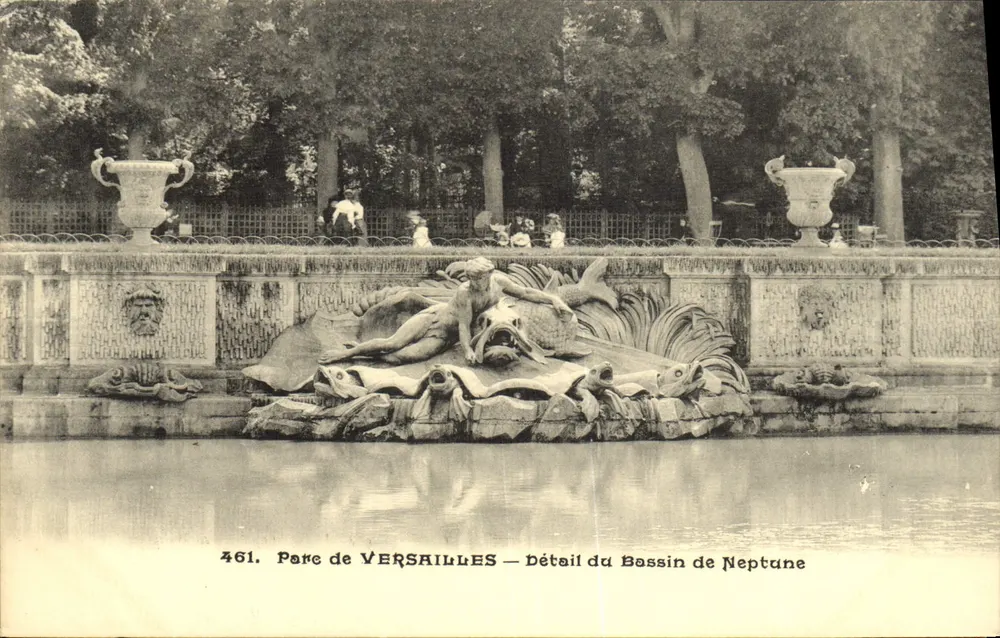 Park von Versailles — Detail des Bassins von Neptun — Héliotypie A. Bourdier - Vorderseite