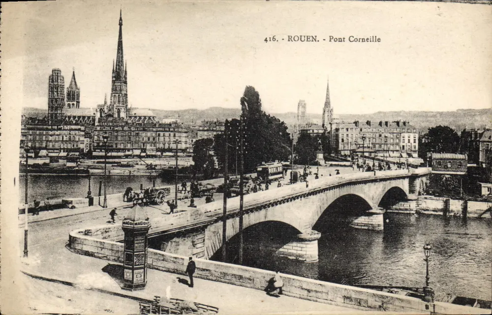 Rouen - Pont Corneille — vista da Sena com a catedral — editor MACON, n° 416 - Frente