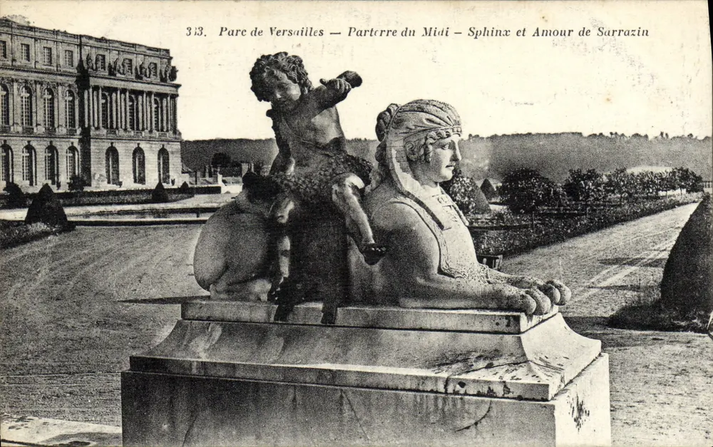 Parc de Versailles — Parterre du Midi — Sphinx und Liebe von Sarrazin — Impr. Edna Versailles - Vorderseite