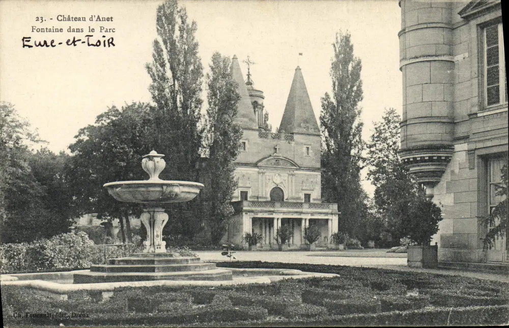 Schloss Anet — Fontäne im Park — Ch. Teneault, Verlag, Dreux - Vorderseite