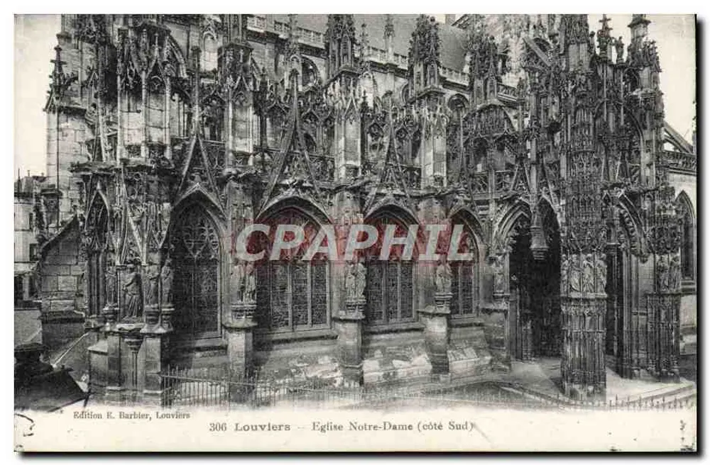 Louviers — Igreja Nossa Senhora (lado Sul) — Edição K. Barbier, Louviers, n° 306 - Frente