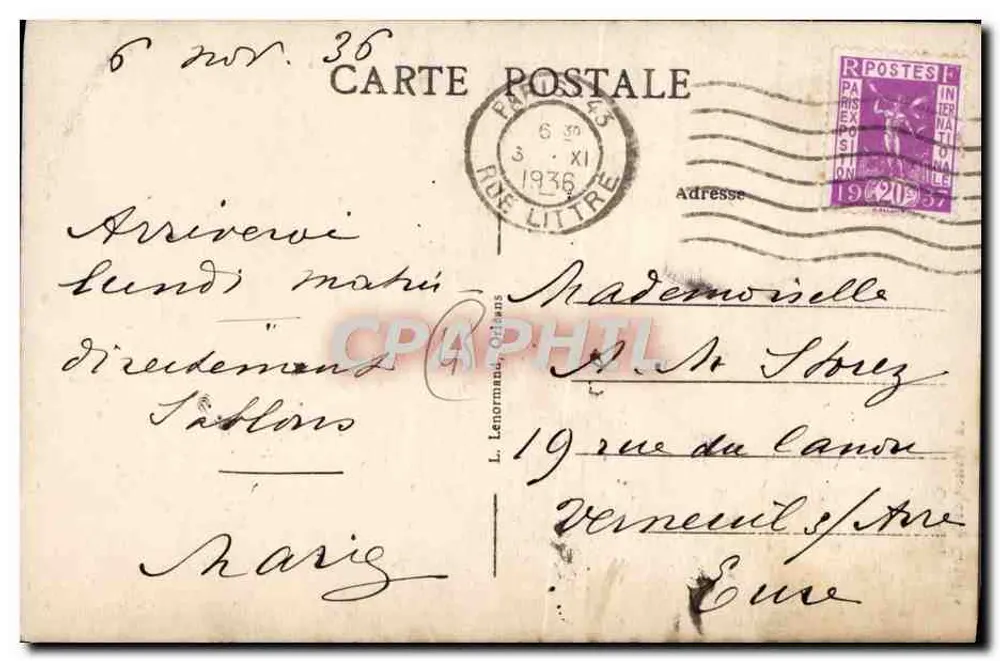 Orléans — A Casa da Concha — Editor: Reculups & Laboucheur, n°36 - Verso