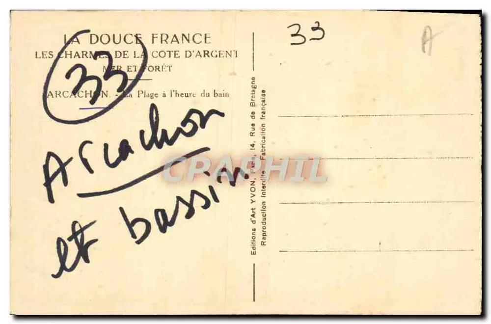 Arcachon — A praia na hora do banho — Éditions d'Art YVON - Verso