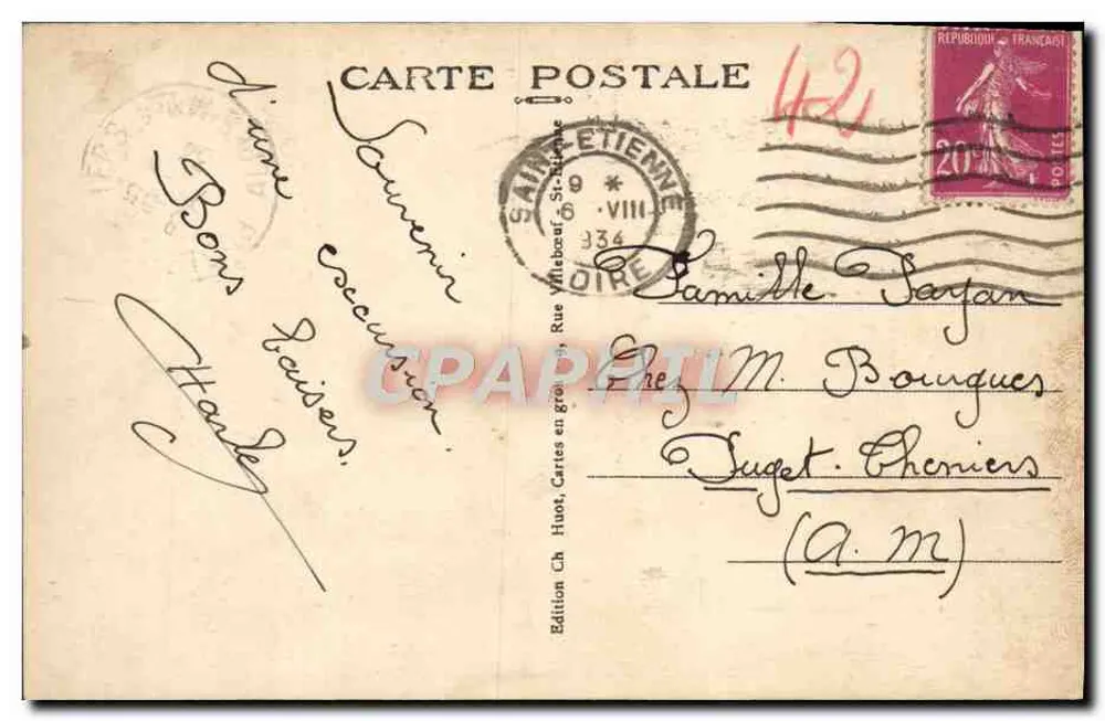Saint-Étienne — Allgemeiner Blick vom Zeichenschule — Edition Ch. Huot - Rückseite